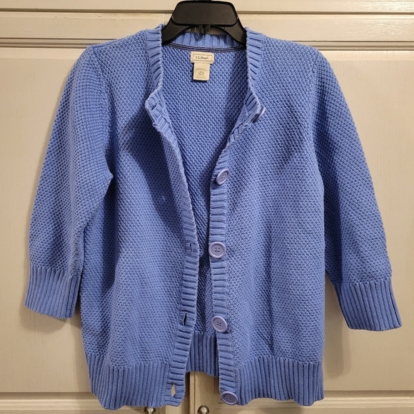 LL Bean Thick Knit Button Up 3/4 Sleeve Cardigan - Picture 1 of 8